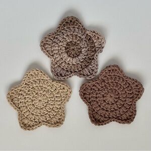 Set of 3 Star-Shaped Crochet Coasters